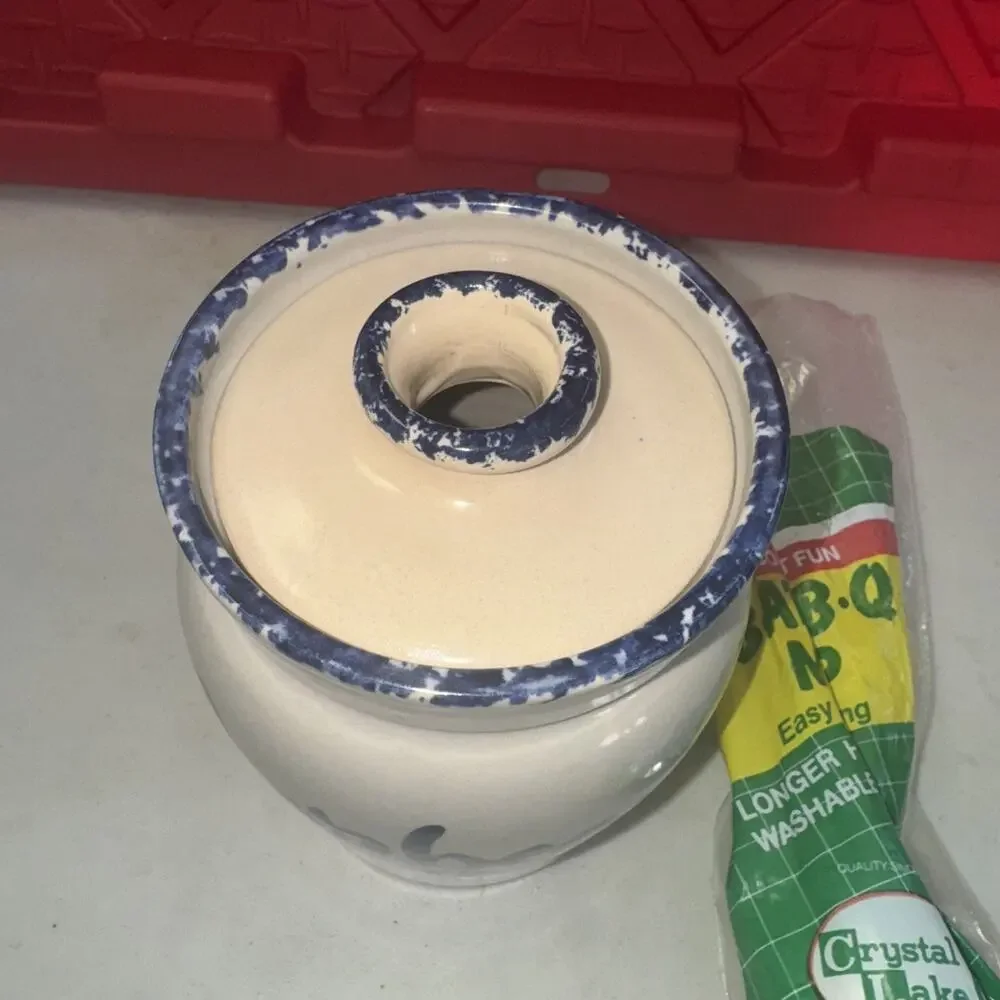 Martinez Pottery Hand Turned‎ Stoneware Barbecue BBQ Crock BBQ Mop Pot
